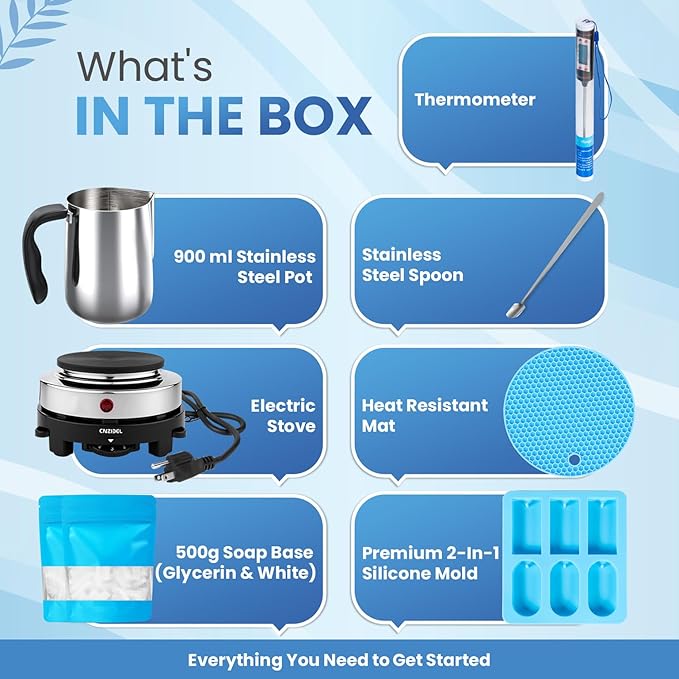 ZMSIB Soap Making Kit with 900ml Stainless Steel Melting Pot | All-in-One DIY - Image 3
