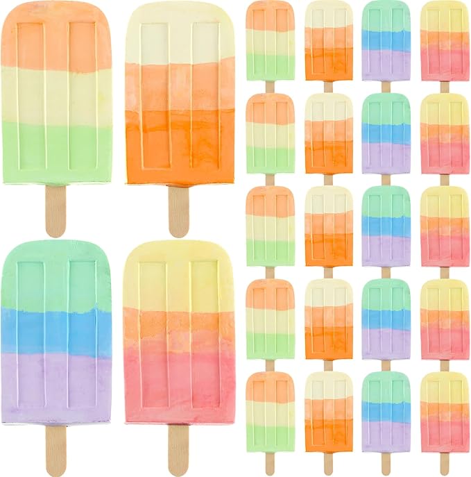 24 Pcs Ice Cream Sidewalk Chalk Set Multicolor Party Favors Bulk Washable Safe by Mooliwe