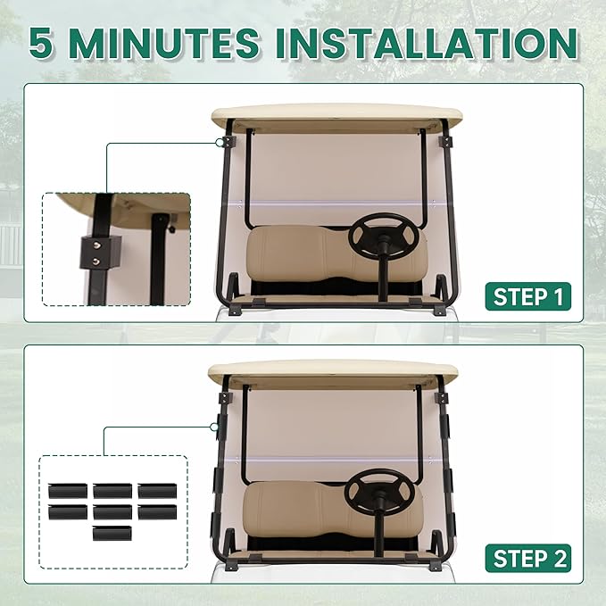 ECOTRIC Tinted Windshield Compatible with 1982-2000.5 Club Car DS Golf Cart Smoke Style Fold Down Windscreen