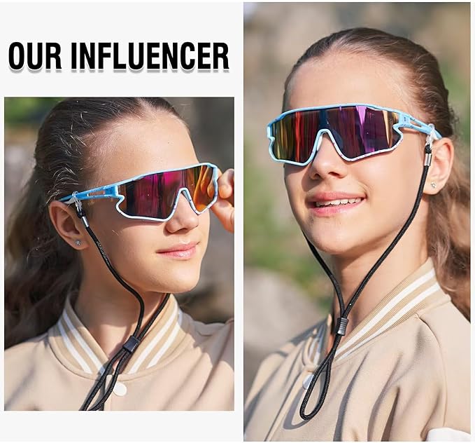 DUCO Kids Sunglasses Youth Baseball Sun Glasses Lightweight TR90 Frame UV400 Sports Cycling Shades for Boys Girls DK268