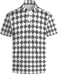 HUURAY Funny Golf Polos for Men Funny Print Short Sleeve Shirts Quick Dry Polo Shirts Hawaiian Shirt Performance Golf Outfits
