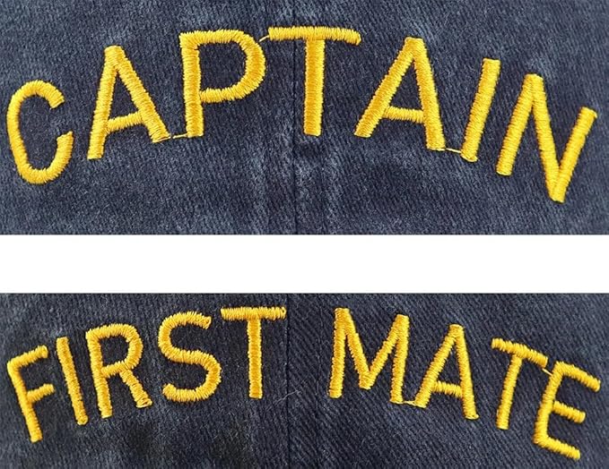 Captain & First Mate Hats for Men Women, 2 Piece Matching Mr and Mrs Boating Baseball Caps