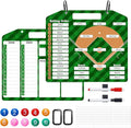 Baseball Coach Clipboard, Anglecai Double-Sided Dry Erase Baseball Lineup Board for Softball Dugout Board Baseball Coaching Board with 30 Lineup Card/ 10 Magnet/2 Marker/2 Hook (Green)