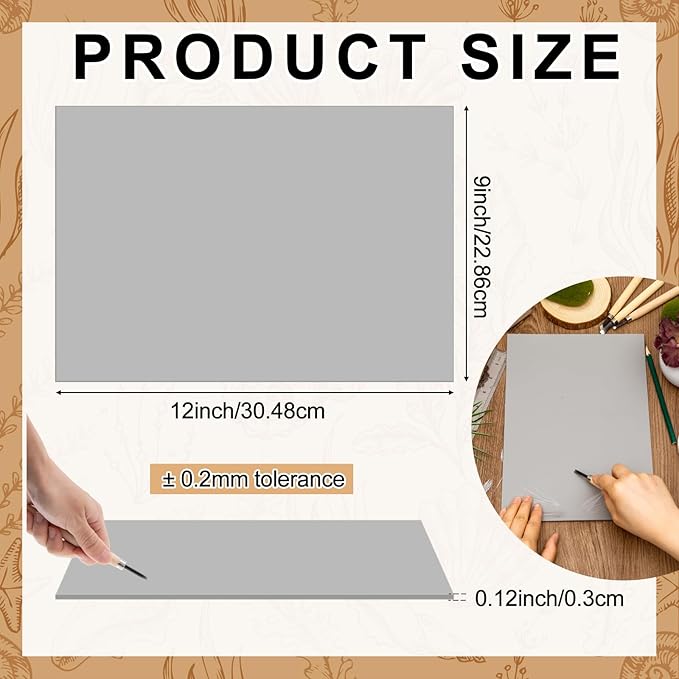 Yeaqee 2 Pcs 9 x 12 Inch Linoleum Block Rubber Carving Block Soft Linocut - Image 2
