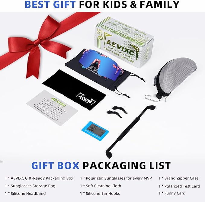 2-Sizes Kids Youth Baseball Sunglasses Men Women Vipers Sunglasses Softball Boys Girl True Polarization &UV Protection