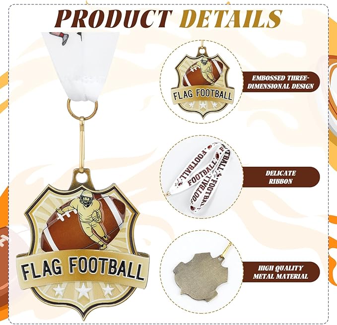 Ecation Medals with Neck Ribbons Soccer Awards Medals Baseball Team Awards Softball T-Ball Flag Football Trophy for Kids Sports Competitions Celebration Gift
