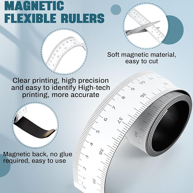 2 Pcs 39.37 Inch Magnetic Ruler Flexible Magnetic Ruler Magnet Measuring Tape - Image 4