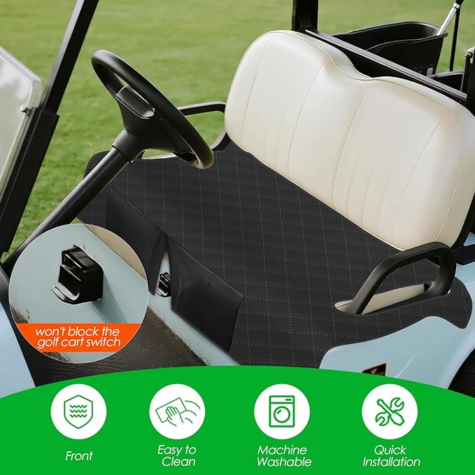 Golf Cart Seat Covers,Breathable Golf Cart Seat Towel Blanket for EZGO,Yamaha,Club Car Soft Seat Cover with 4 Front Pockets & Nonskid Bottom for Golf Decorations Accessories