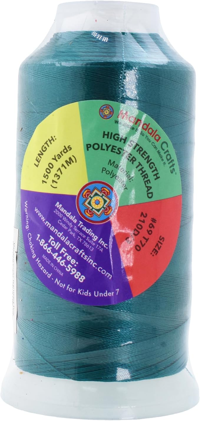 Mandala Crafts Teal Heavy Duty Thread -1500 Yds Tex 70 Thread - Image 3