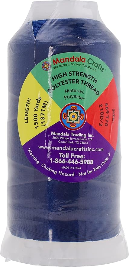 Mandala Crafts Navy Blue Heavy Duty Thread -1500 Yds Tex 70 Thread - Image 3