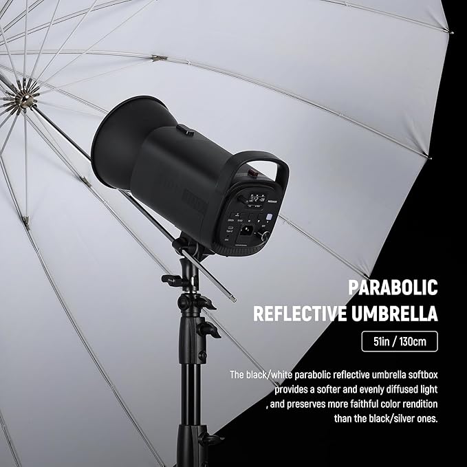 NEEWER 51"/130cm Parabolic Reflective Umbrella Photography - Image 2