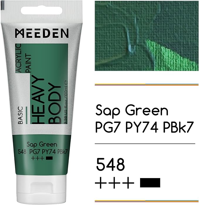 MEEDEN Acrylic Paint Sap Green: Bundled - 100ml/3.38oz x 2 Bulk Heavy Body - Image 2