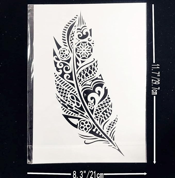 TIAMECH A4 Mandala Feather Stencil - Image 7