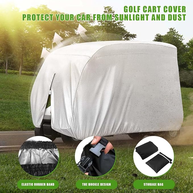KISEER 4 Passenger 420D Waterproof Golf Cart Cover fits EZ GO Club Car Yamaha, Sunproof Dustproof