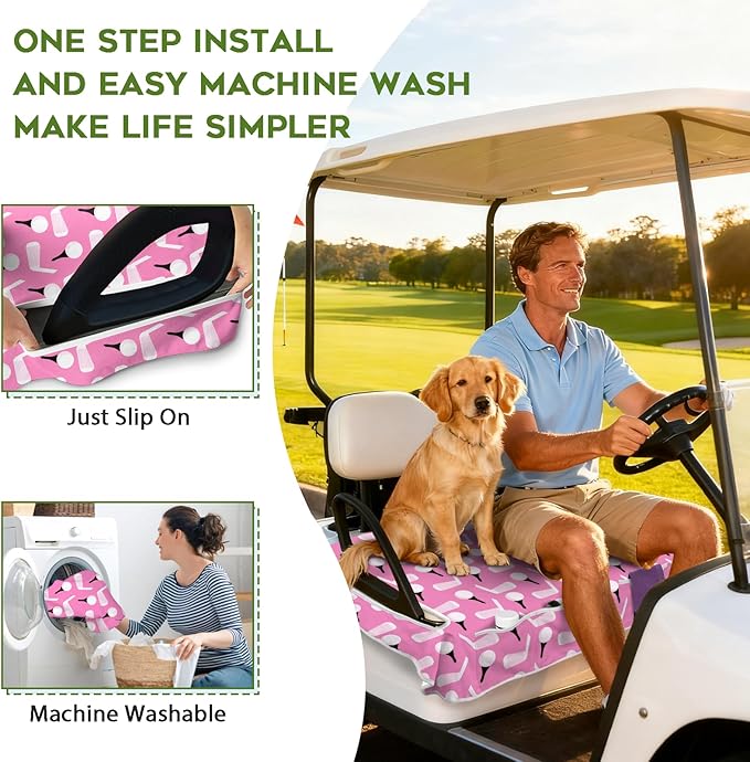 Golf Cart Seat Covers Club Car Golf Cart Accessories 4 Pockets Golf Carts Seat Towel Blanket for Men Women Golf Cart Decor