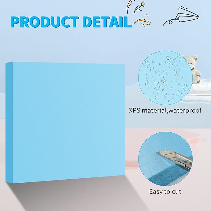 LuckyFoam Blue 4 Pack 12x12x1 inch Foam Sheets 1 Inch Thick Polystyrene - Image 4