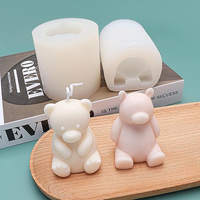 2 pcs Cute Bear Mold Bear Silicone Wave Spiral Candle Mold by EVERELAMSiliconeMolds