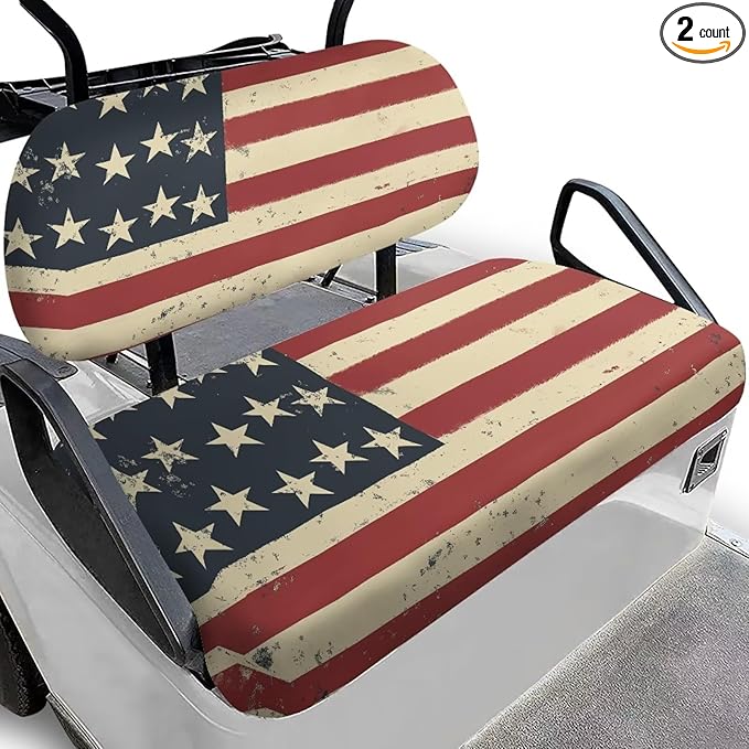 Suobstales Golf Cart Front and Rear Seat Cover Set for EZGO TXT RXV & Club Car DS 2 Passenger, Washable Bench Seat Covers Kit