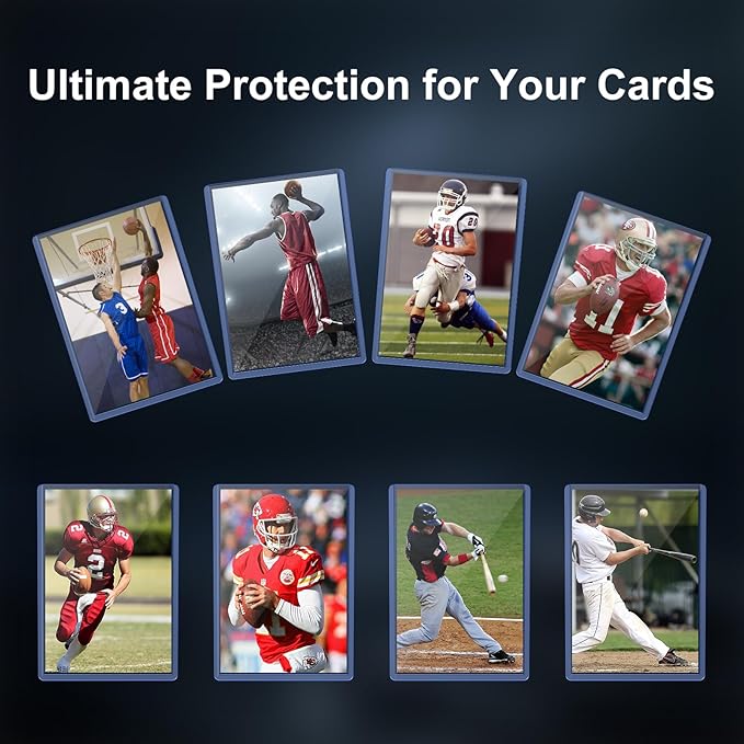 50 Count Card Sleeves Hard Plastic, 3"x4" Baseball Card Protectors Hard Plastic for Baseball, Football and Game Cards