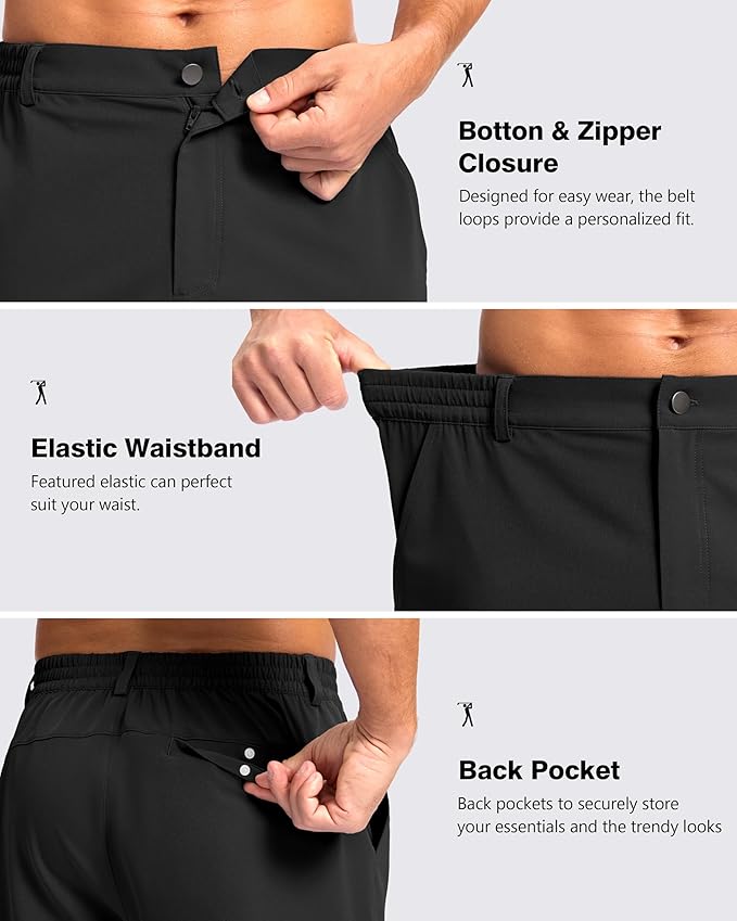 Pudolla Men's Casual Shorts 7"/9"/5" Lightweight Golf Shorts with 3 Pockets Stretch Quick Dry Comfy Work Shorts