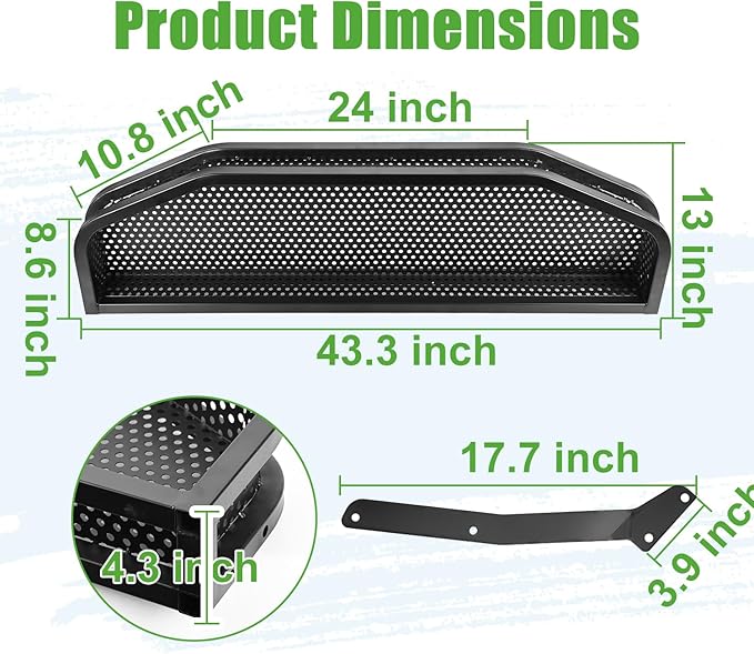 10L0L Golf Cart Front Cargo Basket for EZGO TXT/RXV、Club Car DS/Precedent、Yamaha G22/G29 - Heavy-Duty Steel Mesh Storage Rack, Gas/Electric Compatible