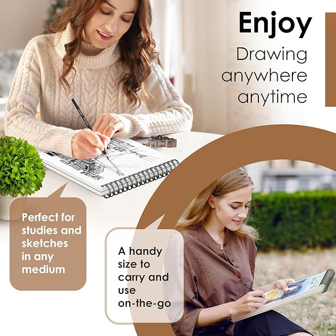 iBayam 9" x 12" Sketch Book Set, 200 Sheets Premium Sketchbook, Acid-Free Art - Image 4