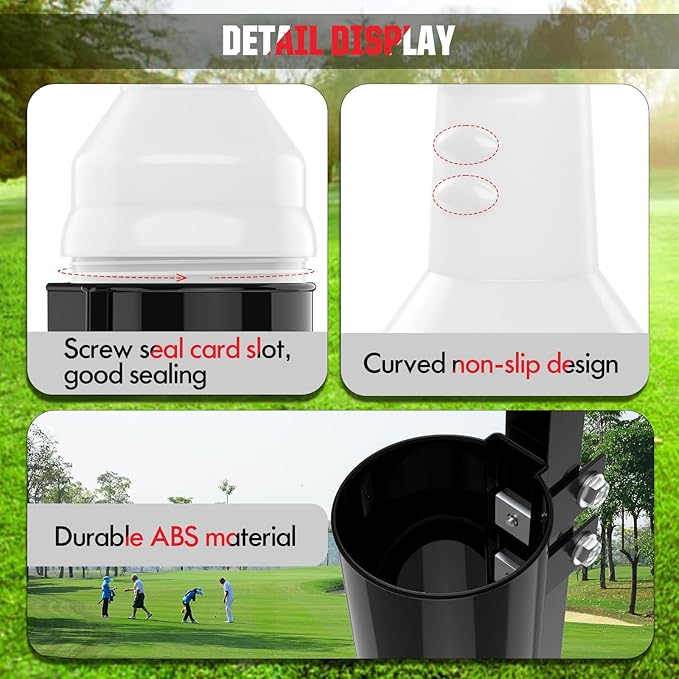 No Drilling Golf Cart Sand Bottle with Holder Bracket, Sand Bottle for Golf Cart YAMAHA Club Car EZGO with 1" Square Tube, Golf Cart Sand Divot Seed Bottle Holder Bucket 35 oz Large Capacity
