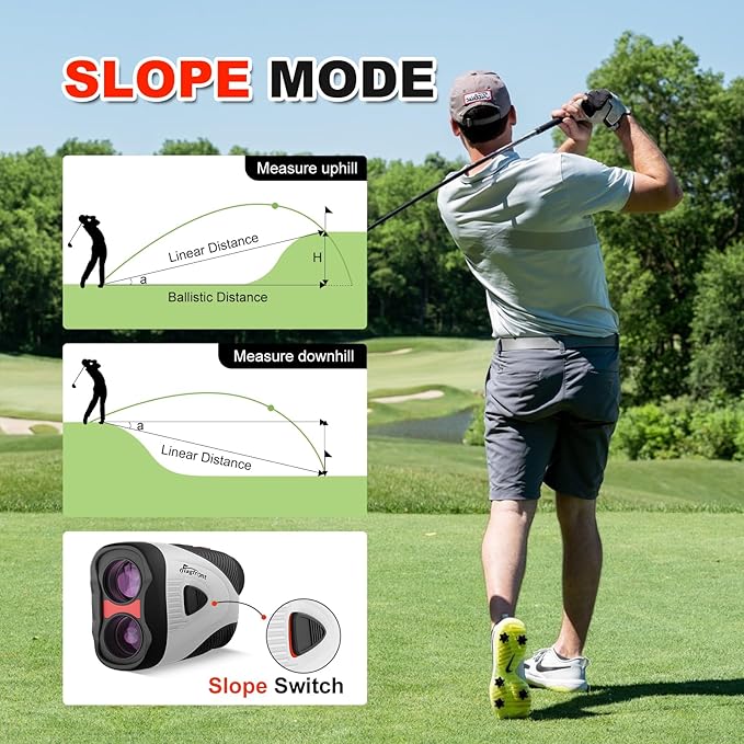 Golf Rangefinder with Slope & Magnet, 1000Y Range Finder Golf, 6X Zoom, HD LCD, Flag Lock & Vibration, Rechargeable, Golf Accessories for Men
