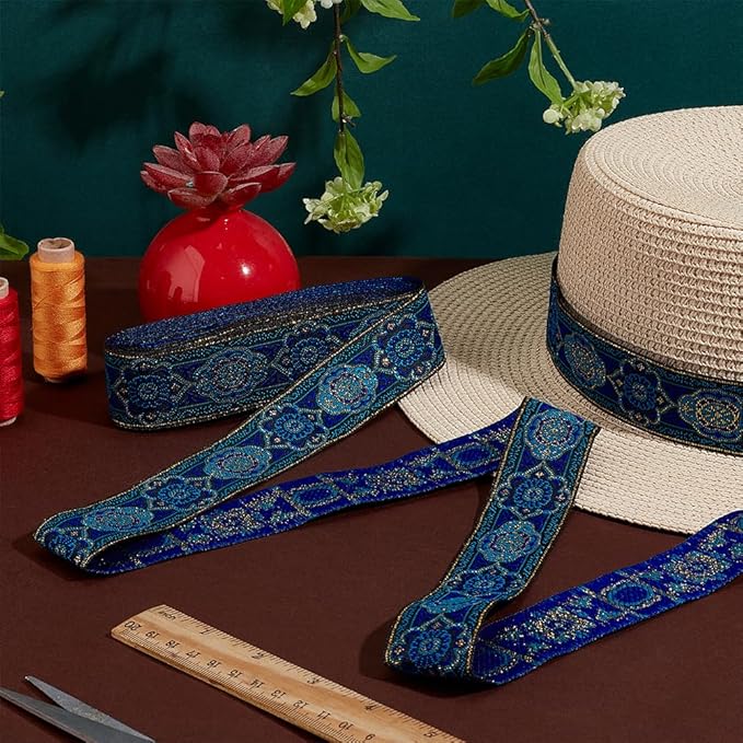 PH PandaHall 1.3 Inch Vintage Jacquard Ribbon, 7 Yards Emobridered Woven Ribbon - Image 5
