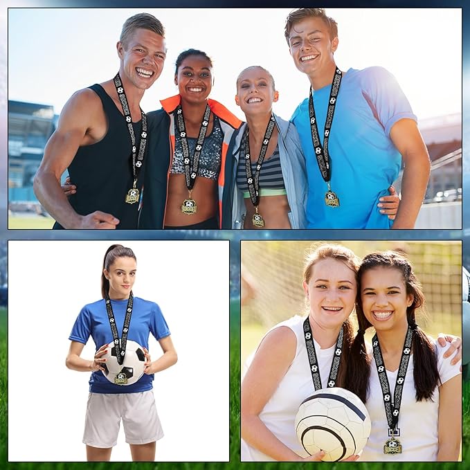 Ecation Medals with Neck Ribbons Soccer Awards Medals Baseball Team Awards Softball T-Ball Flag Football Trophy for Kids Sports Competitions Celebration Gift