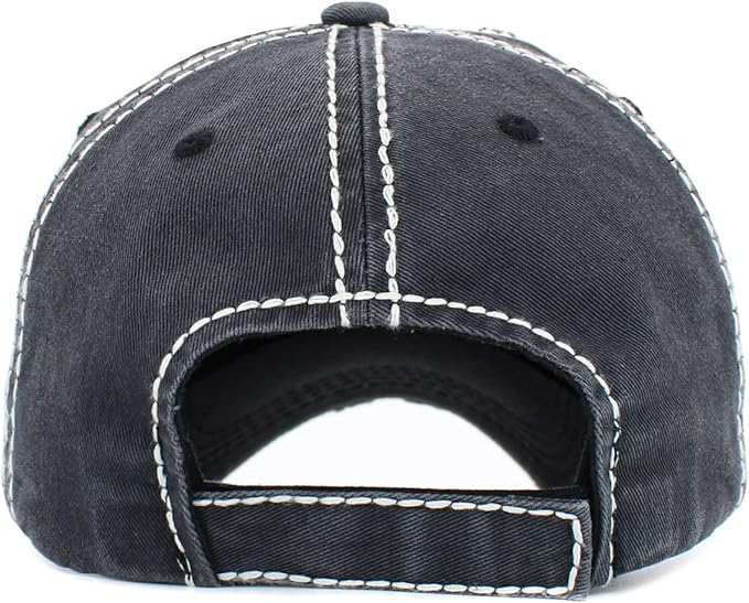 Funky Junque Distressed Vintage Baseball Cap - Embroidered Patch Women's Hat - Holiday, Lifestyle & Patriotic Designs