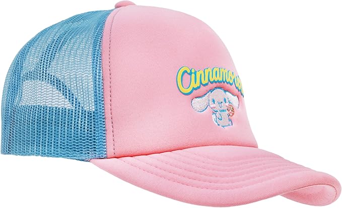 Cinnamoroll Trucker Hat, Puff Print Adult Baseball Cap with Curved Brim, Pink, One Size