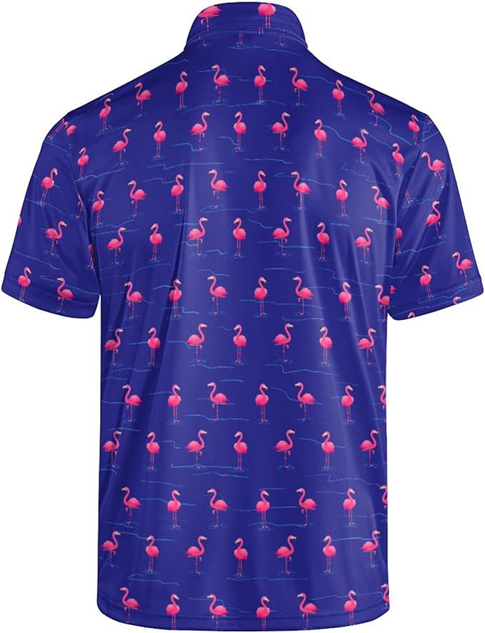 Golf Polo Shirts for Men Funny Print Short Sleeve Golf Shirts Performance Golf Polos