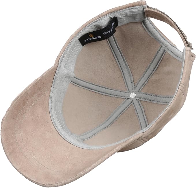 Suede Leather Baseball Cap – Unstructured 6 Panel Adjustable Strapback Hat for Men & Women