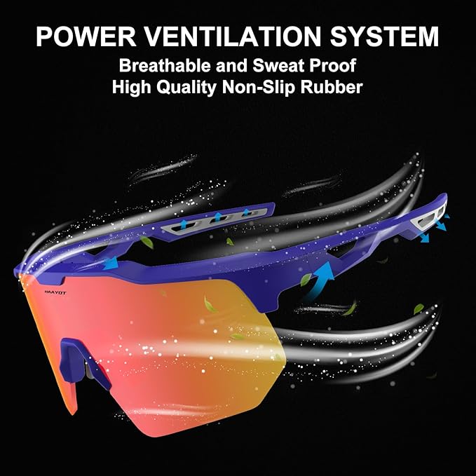 HAAYOT Polarized Sports Sunglasses for Men Women Youth Baseball Cycling Running Softball Biking Glasses 5 Lenses