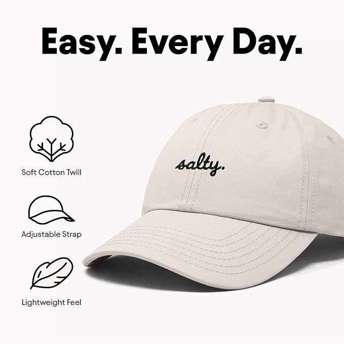 DALIX Salty Embroidered Cotton Beach Baseball Cap Adjustable Dad Hat Womens