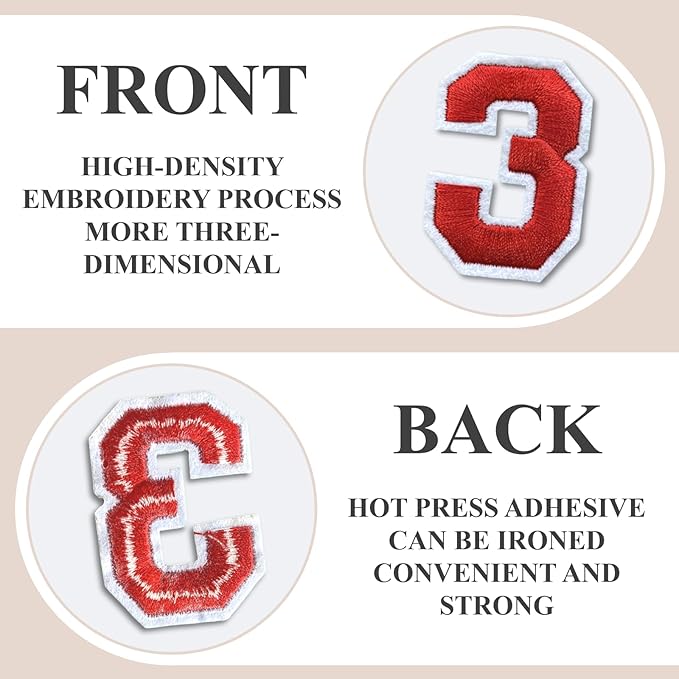 Letter and Number Iron On Patches, A-Z Alphabet and Numbers 0-9 Embroidery - Image 3