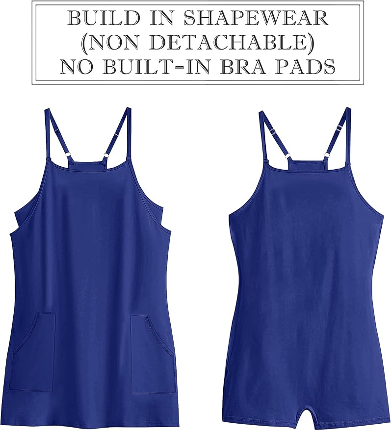 ANRABESS Women Summer Dress 2026 Beach Vacation Outfits Tennis Athletic Workout Romper Dress Built in Shorts Travel Clothes