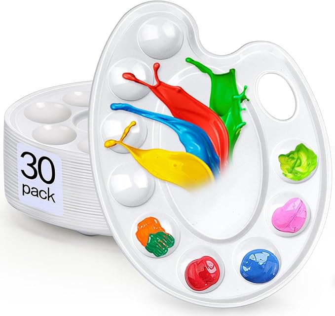 Hulameda Update 30pcs Paint Tray Palettes, Plastic Paint Tray Palette, Paint by Hulameda