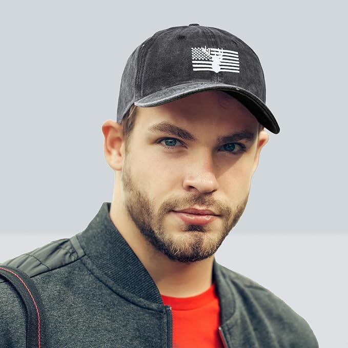 Embroidered Baseball Cap for Women Men Vintage Adjustable Washed Distressed Denim Baseball Hat