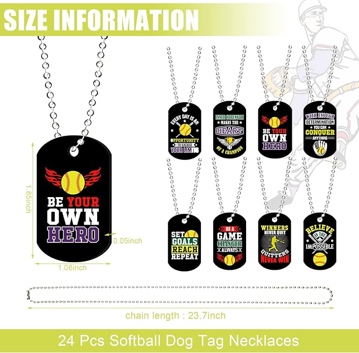 Moukeren 24 Pcs Motivational Dog Tag Necklaces Acrylic Dog Tags with Metal Beaded Chain Encouraging Cheerleaders Gifts for Team Favors