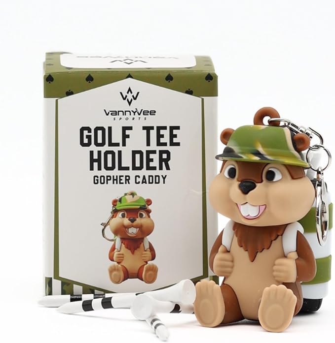 Animal Caddy Golf Tee Holder, Includes 8 Golf Tees, Fun Golf Accessory for Men & Women, Golf Gift
