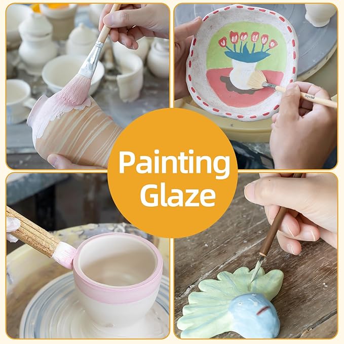 Pottery Glaze Brushes, Different Shape Wool Soft Bristle - Image 6