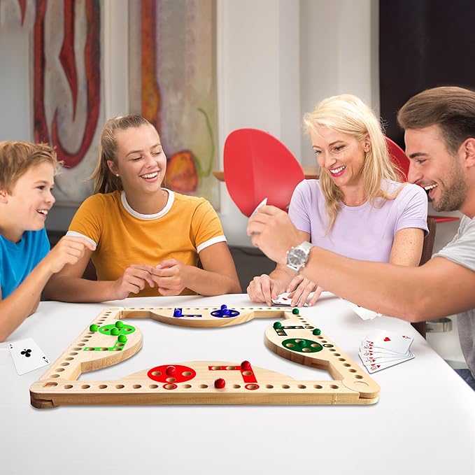 Solid Wood Marbles and Jokers Board Game: Versatile Family Entertainment - Image 8