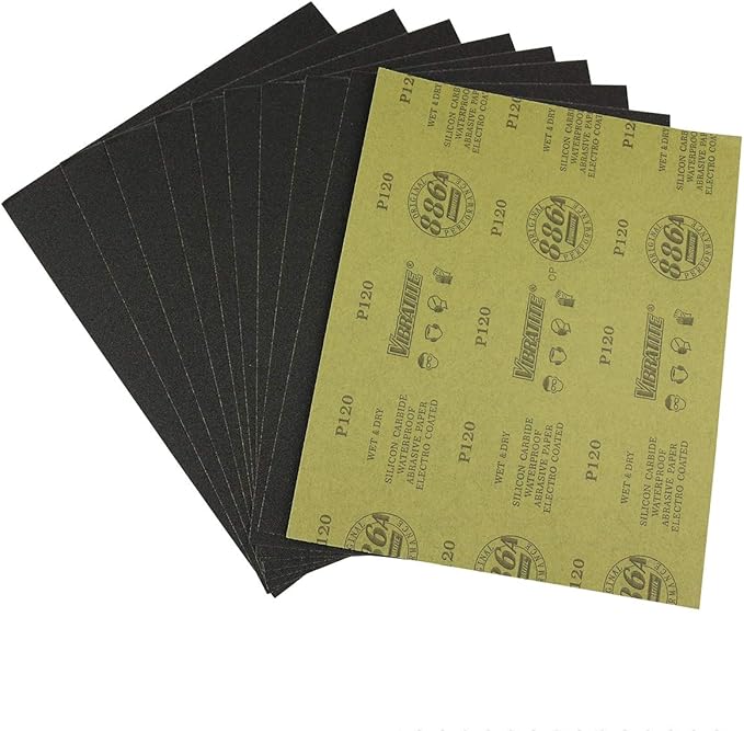 Sandpaper Sheets, 120 Grit Dry Wet Sand Paper, 9 x 11 Inch, Silicon Carbide by MAXMAN