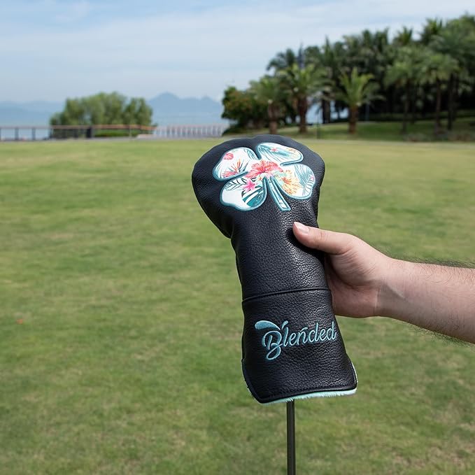 Golf Club Covers White Lucky Clover Golf Head Covers Driver Covers Fariway Wood Headcover Hybrid Covers Leather Golf Headcover with Number Tag for All Brand