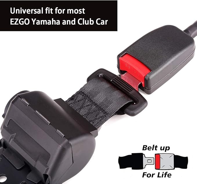 10L0L 2/3-point Golf Cart Seat Belts, 42" Retractable Belts with Bracket Street-Legal Upgrades Fits Most (2+2) /(4+2) Passenger for Yamaha EZGO TXT RXV Club Car DS Golf Carts Front/Rear Seat