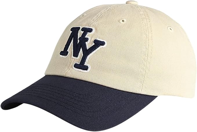 NY 3D Embroidered Cotton Dad Hat – New York Baseball Cap, Adjustable Metal Buckle Strap, Unstructured Low-Profile Style