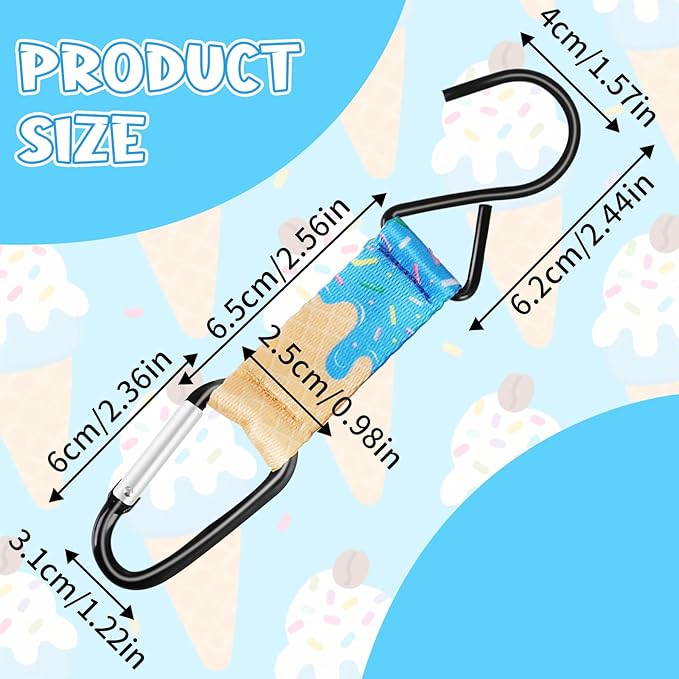 Eyourlife Dugout Organizer Fence Hook Baseball Softball Gift for Bag Backpack Glove Helmet Drinking Bottle Hanging with Name Luggage Tags Charms Team Gift for Coach Mom 2set blue ice cream drip 1 hook