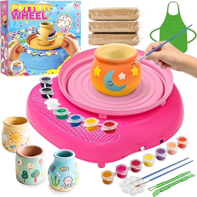 Pottery Wheel for Kids– Complete DIY Pottery Painting Kit for Ages 8-12 by Weilim